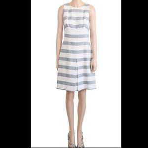 JCrew Grey and White Striped Linen Dress